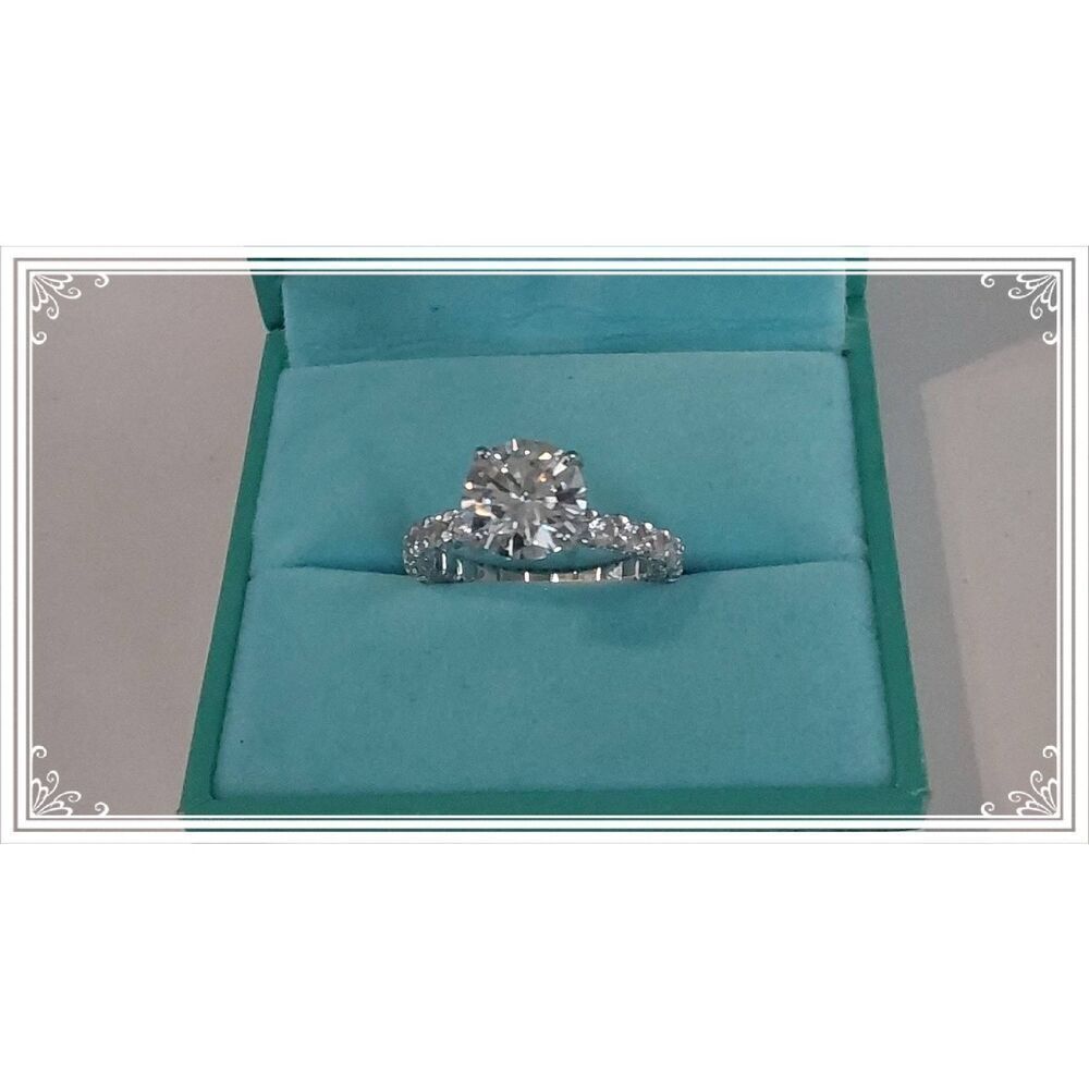 3 Ct. Round High Prong Set Moissanite Engagement Ring w/Peekaboo Heart